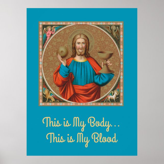 Jesus som håller upp Eukarist (SNV 050) Poster (Framsidan)