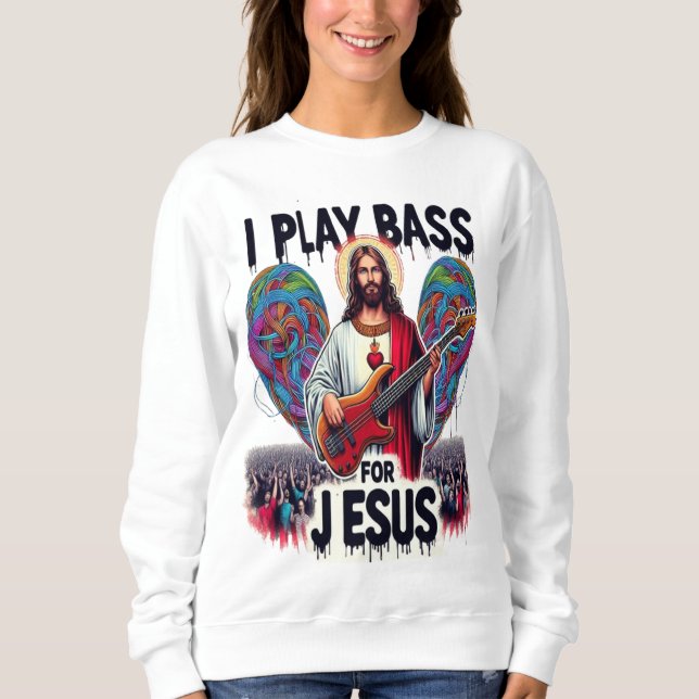 Jesus som har en basgitarr t shirt (Framsida)
