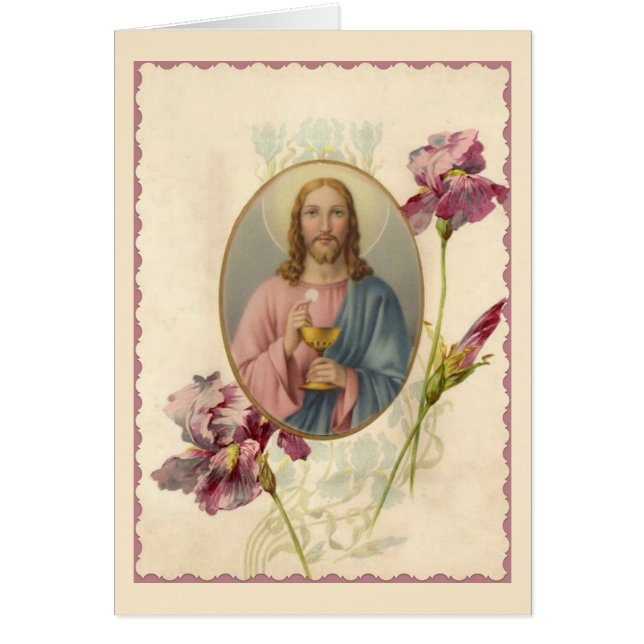 Jesus som innehar Eucharist & Chalice OBS Kort (Framsidan)
