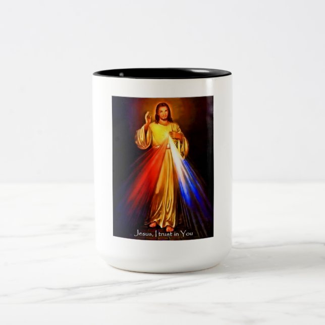 Jesus som jag litar på i dig Två-Tonad mugg (Center)