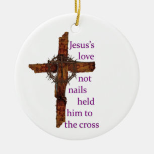Jesus som kärlek inte spikar, rymde honom till ko julgransprydnad keramik