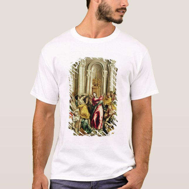 Jesus som kör köpmännen från tempelet t-shirt (Framsida)