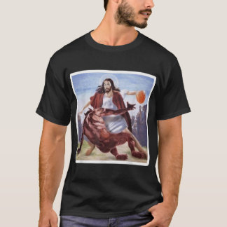 Jesus som kör upp Satan Basketball T Shirt