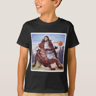 Jesus som kör upp Satan Basketball T Shirt