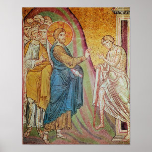 Jesus som läker en spetälsk poster