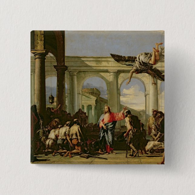 Jesus som läker paralytikern på bassängen knapp (Framsida)