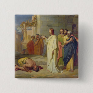 Jesus som läker spetälsken, 1864 knapp