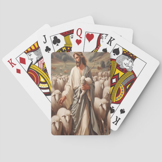 Jesus som leder hans faithful Flock Casinokort (Baksidan)