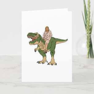 Jesus som rider T-Rex Kort