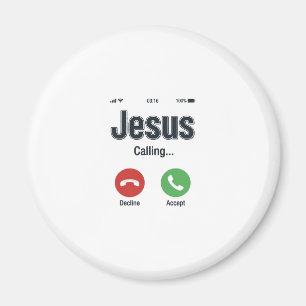 Jesus som ringer telefon skärm kristen skjorta des magnet