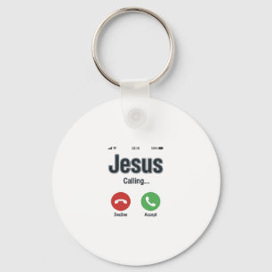 Jesus som ringer telefon skärm kristen skjorta des nyckelring