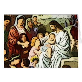 Jesus som välsignar barnen hälsningskort