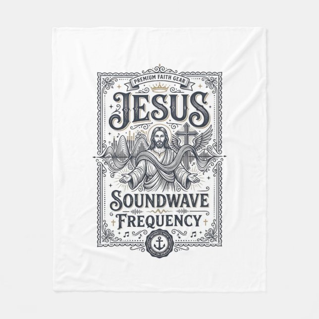 Jesus Soundwave Frekvens Jesus Soundwave Frekvens Fleecefilt (Framsidan)