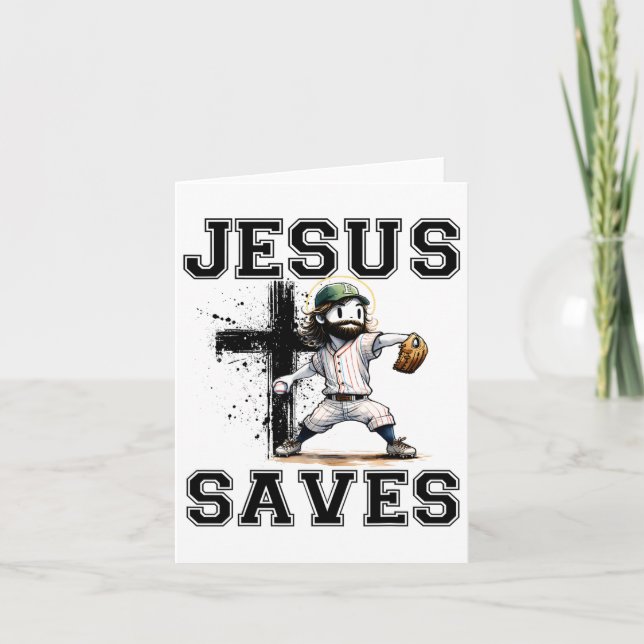 Jesus Sparar Baseball Religiös Kristna Tro Cro Kort (Framsida)
