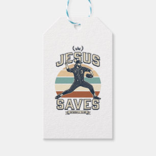 Jesus Sparar Baseboll Vintage Kristna Vektor Desi Presentetikett