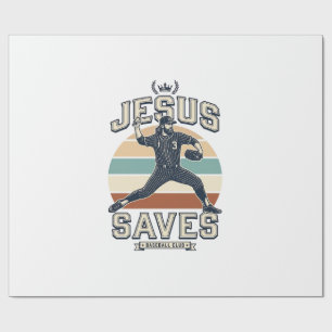 Jesus Sparar Baseboll Vintage Kristna Vektor Desi Presentpapper