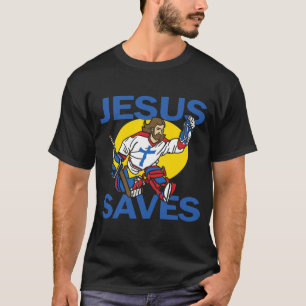 Jesus sparar berömgudhockeyspelaren roliga Religio T Shirt