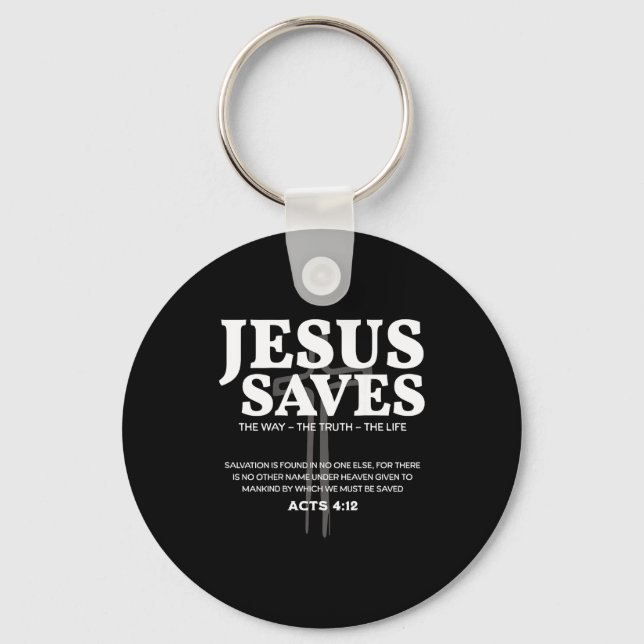 Jesus Sparar Bibelvers Apostlagärningarna 4_12 Kri Nyckelring (Framsida)
