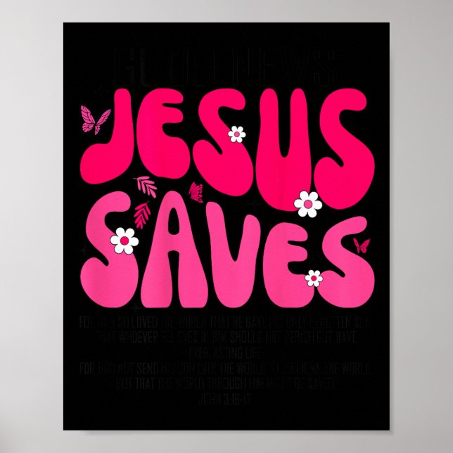 Jesus Sparar Bibelvers Kristet Tro Religiöst  Poster (Framsidan)