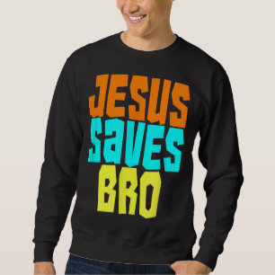 Jesus sparar Bro Funny Christian Fold Faith Surfin Lång Ärmad Tröja