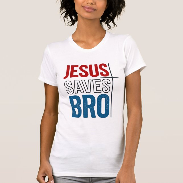 Jesus Sparar Bro Kristna Typografi T-Shirt Design (Framsida)