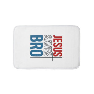 Jesus Sparar Bro Kristna Typografi T-Shirt Design Badrumsmatta