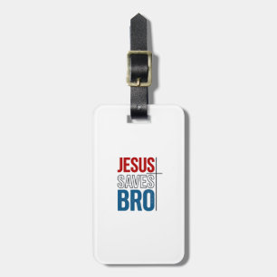 Jesus Sparar Bro Kristna typografi t-shirt design Bagagebricka