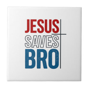 Jesus Sparar Bro Kristna typografi t-shirt design Kakelplatta