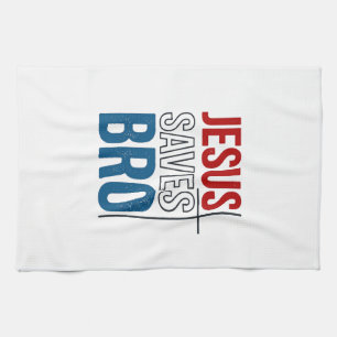 Jesus Sparar Bro Kristna Typografi T-Shirt Design Kökshandduk