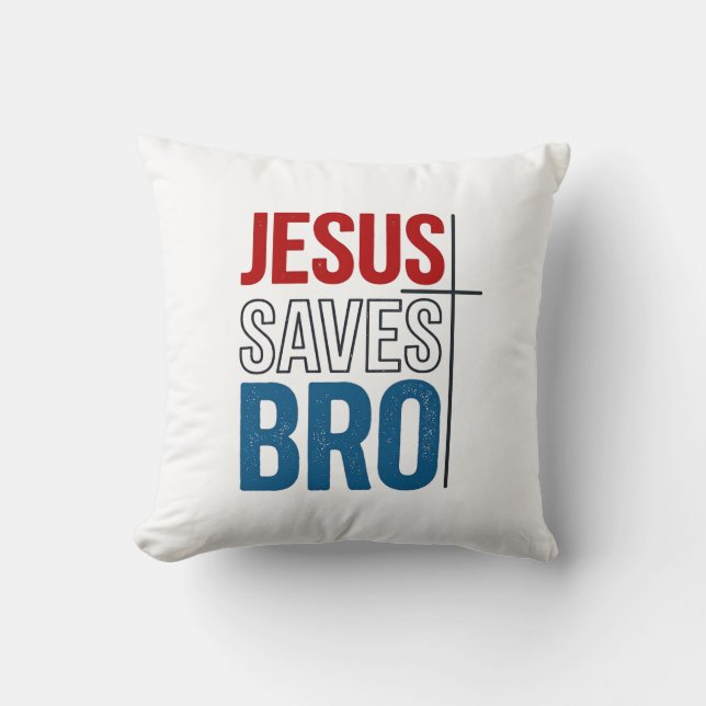 Jesus Sparar Bro Kristna Typografi T-Shirt Design Kudde (Framsida)