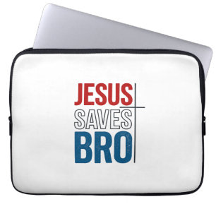 Jesus Sparar Bro Kristna Typografi T-Shirt Design Laptop Fodral