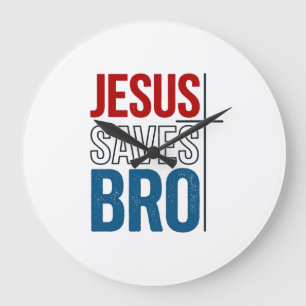 Jesus Sparar Bro Kristna Typografi T-Shirt Design Stor Klocka