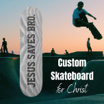 Jesus sparar Bro. Mini Skateboard Bräda 18,5 Cm<br><div class="desc">Modern,  enkel design. Jesus sparar Bro. Grått molnbakgrund. Kristna skateboard</div>