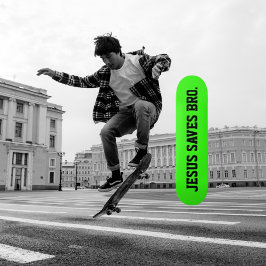 Jesus sparar Bro. Neon Grönt Skateboard