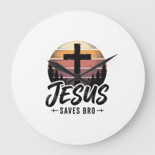 Jesus Sparar Bro Vintage Kristet Kors Shirt Desi Stor Klocka