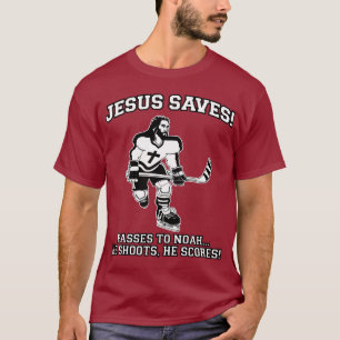 Jesus sparar den roliga tshirten för hockey t shirt