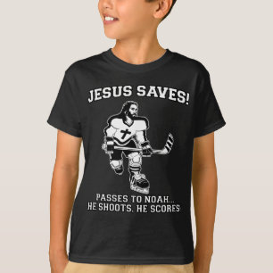 Jesus sparar den roliga tshirten för hockey tröja