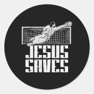 Jesus Sparar Fotboll Kristna Målvakt Målvakt Runt Klistermärke