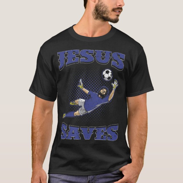 Jesus Sparar fotboll T  T Shirt (Framsida)