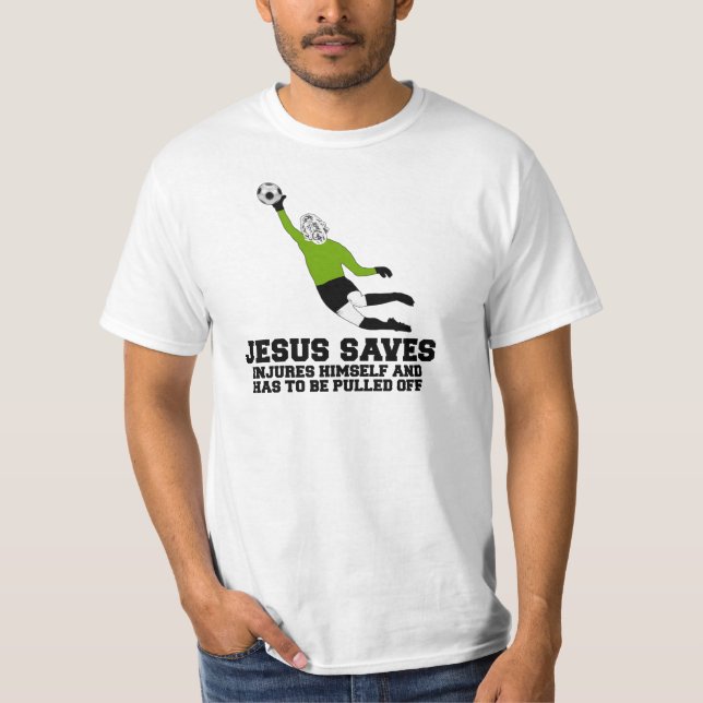 Jesus sparar fotboll tee shirt (Framsida)