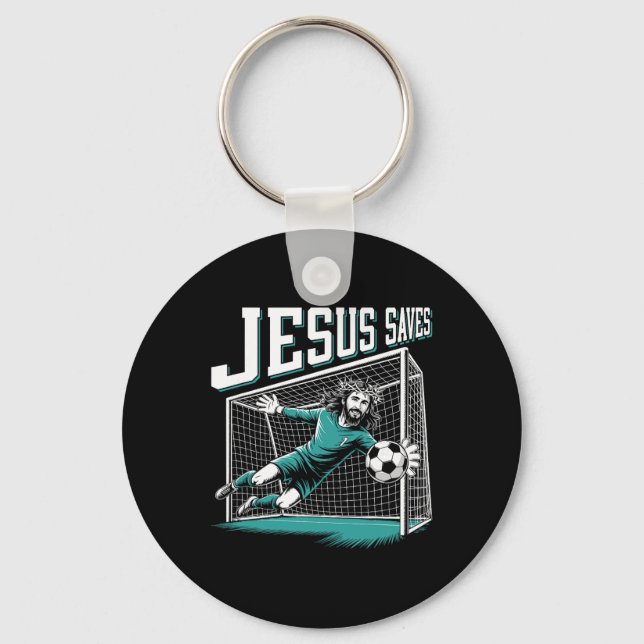 Jesus Sparar Fotbollsmålvakt Målvakt  Nyckelring (Framsida)