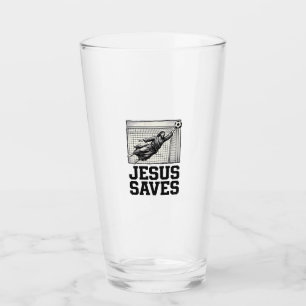Jesus Sparar Fotbollsmålvakt Vintage Gravyr Tröja_ Glaskopp