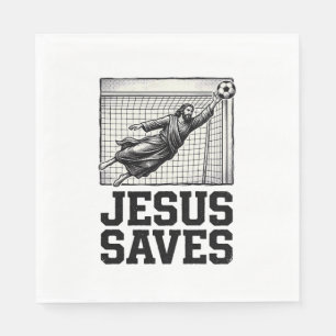 Jesus Sparar Fotbollsmålvakt Vintage Gravyr Tröja_ Pappersservett