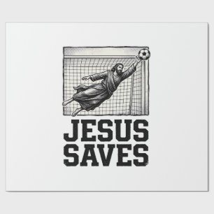 Jesus Sparar Fotbollsmålvakt Vintage Gravyr Tröja_ Presentpapper