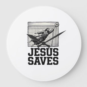 Jesus Sparar Fotbollsmålvakt Vintage Gravyr Tröja_ Stor Klocka
