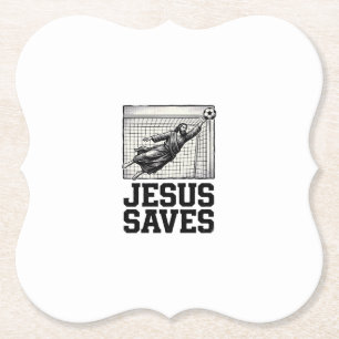 Jesus Sparar Fotbollsmålvakt Vintage Gravyr Tröja_ Underlägg Papper