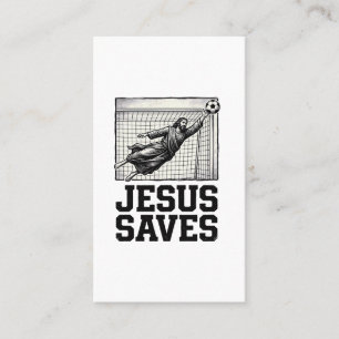 Jesus Sparar Fotbollsmålvakt Vintage Gravyr Tröja_ Visitkort
