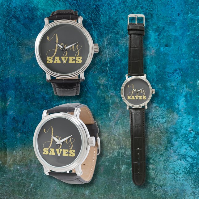 Jesus Sparar Gult Guld Glitter Armbandsur (Skapare uppladdad)