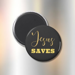 Jesus Sparar Gult Guld Glitter Magnet