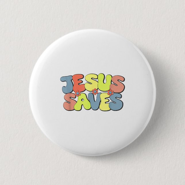 Jesus Sparar - Hipe Flower Child Style  Knapp (Framsida)